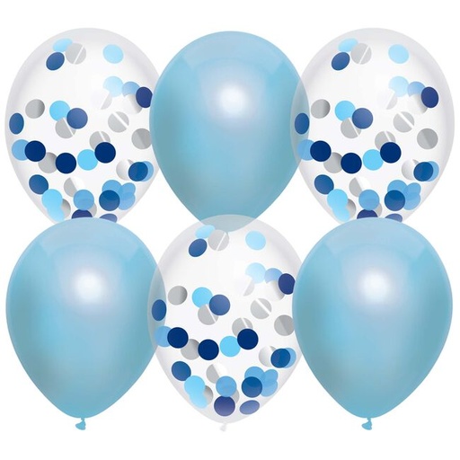 Ballonnen mix Sky Blue 30cm 6st / Ballons mix bleu ciel 30cm 6pcs