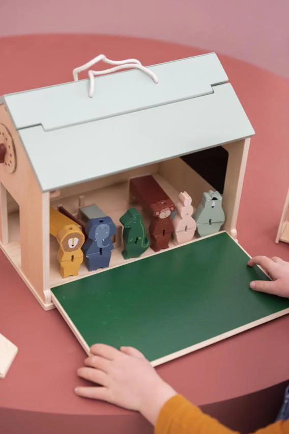 Wooden school with accessories