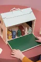Wooden school with accessories