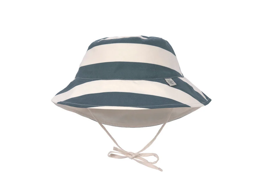 LSF Sun Protection Bucket Hat Block Stripes milky/blue