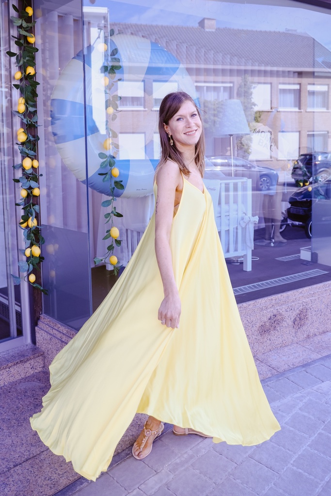 YELLOW SATIN IBIZA DRESS TU