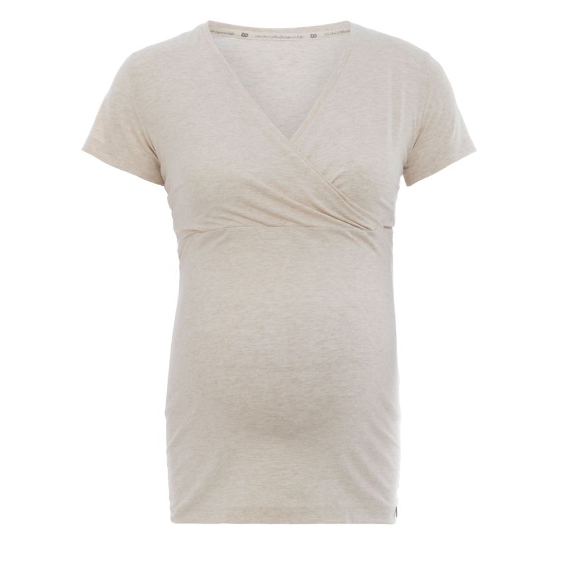 Zwangerschaps T-shirt Glow Beige - met borstvoedingsfunctie S	