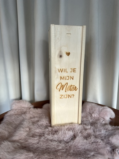 Houten kist voor 1 fles - 360x115x100 mm - Wil je mijn meter worden?